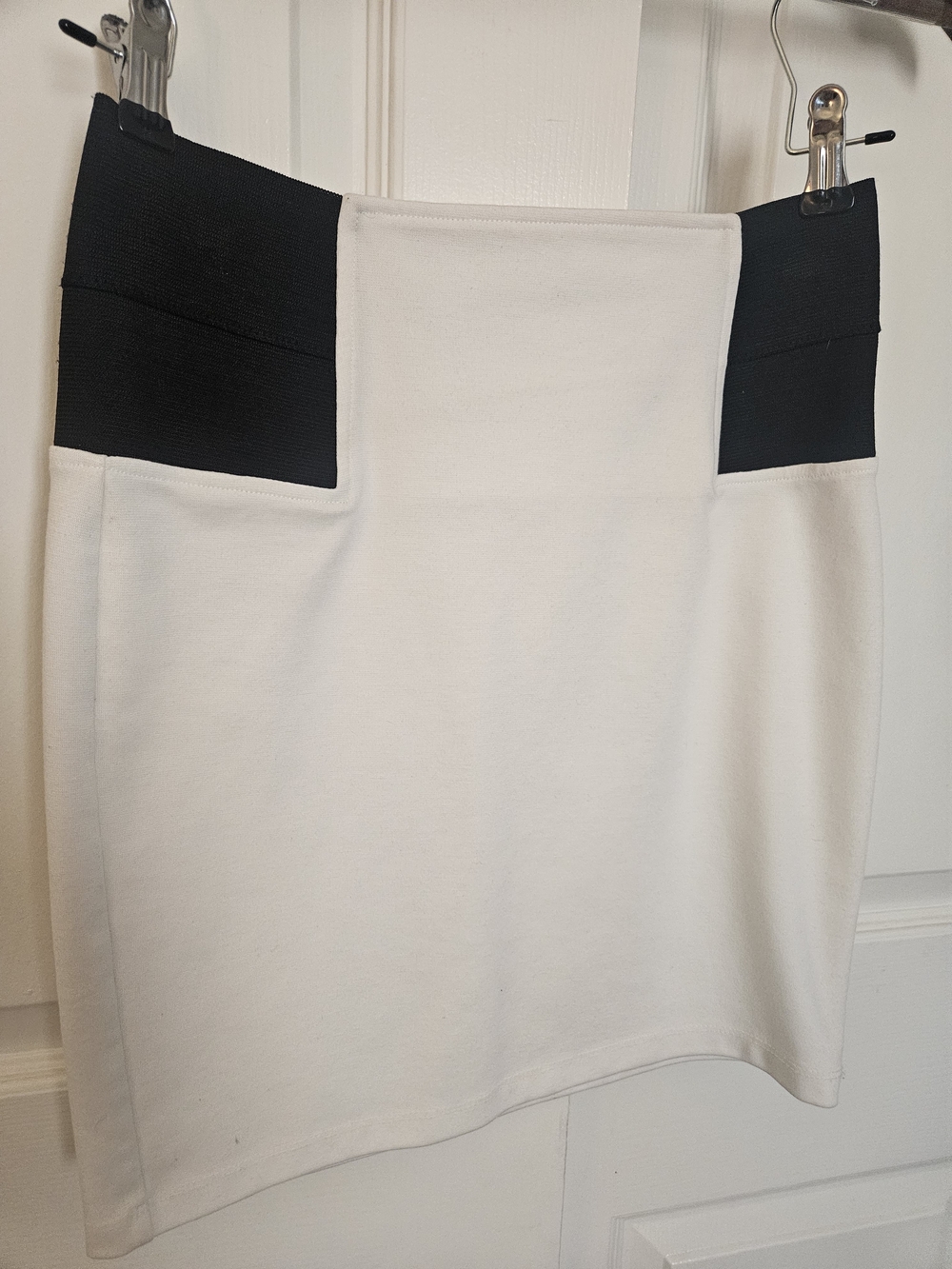White Pencil Skirt with Black Side Panels